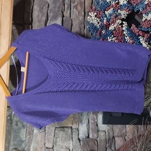 DKNY OVERSIZED PEPPERED SPARKLY THIN SHORT SLEEVE SWEATER SZ L